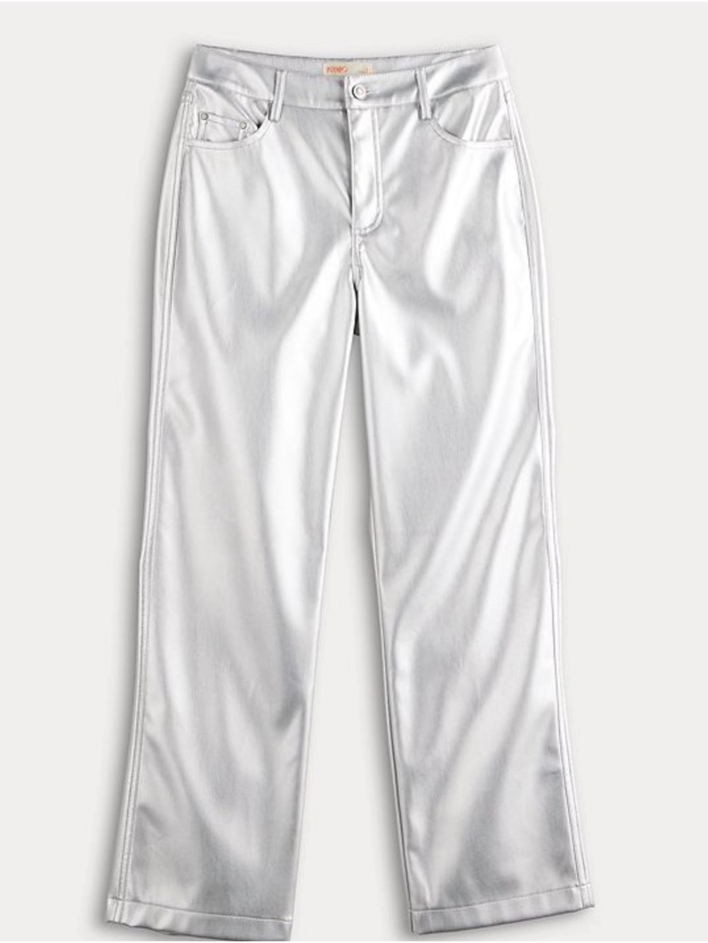 Straight-Leg Metallic Silver Pants - Picture 2 of 3